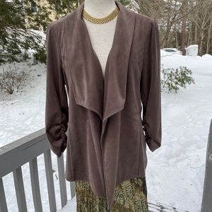 ALFANI Ultrasuede Drape Front Jacket
